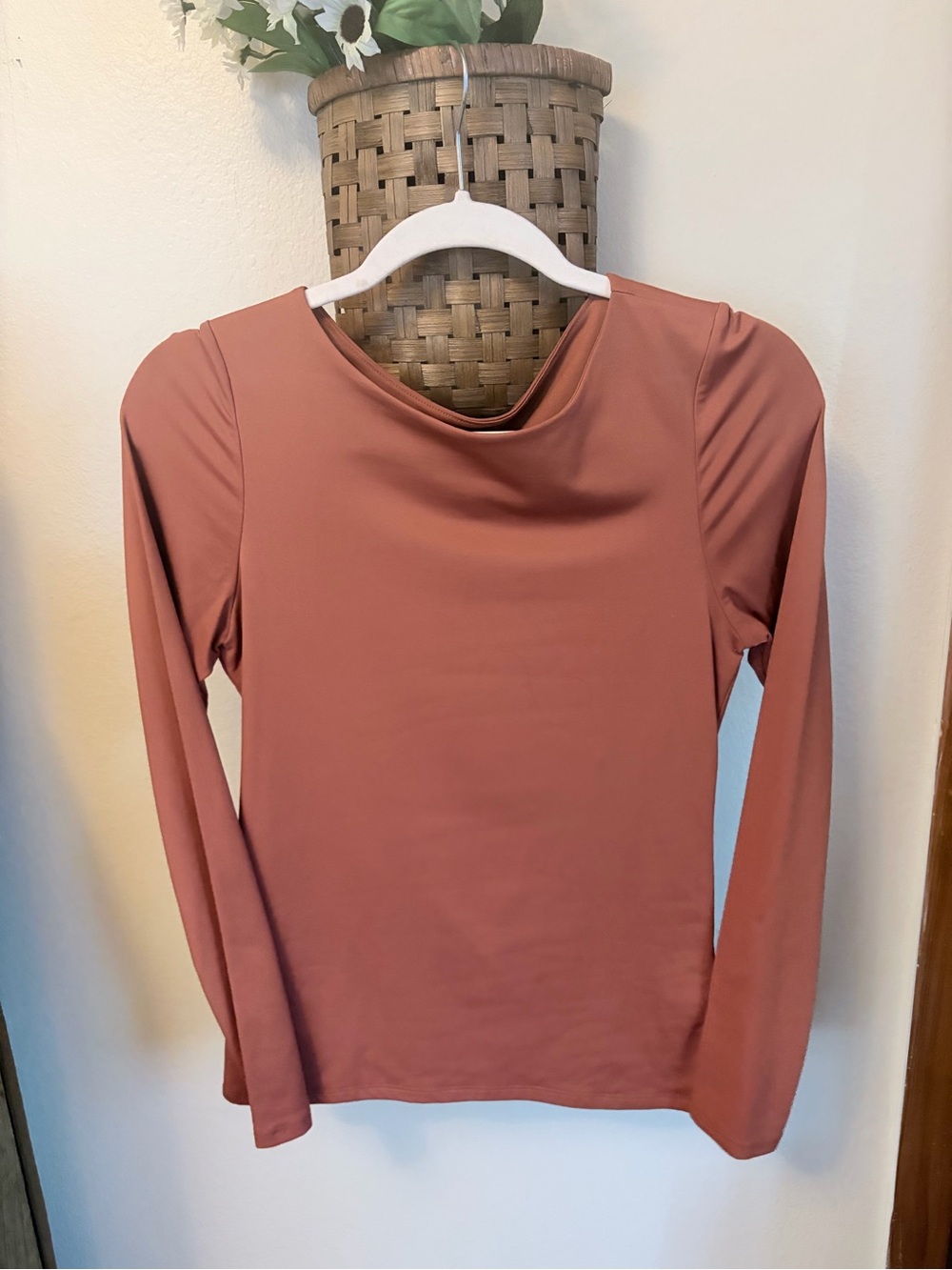 Buckle Long Sleeve Top in Rust